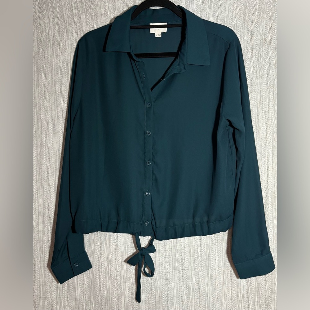Everly Deep Teal Button-Down Shirt - image 1
